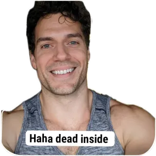 💇 Henry Cavill Haha dead inside henry cavill, dead inside, sarcastic, memes, smiling, reaction whatsapp sticker