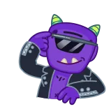😝 mostro, occhiali da sole, cool, viola, cartone animato telegram sticker