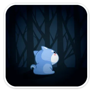 ☹️ кот, синий, мультфильм, животное, лес, милый telegram sticker