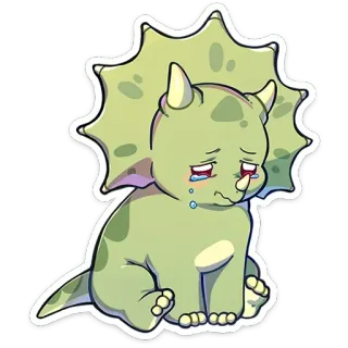 😞 공룡, 트리케라톱스, 만화, 스티커, 울음, 슬픈, 귀여운 telegram sticker