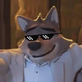 😎 Mr. Wolf The Bad Guys Wolf, Brille, Sonnenbrille, Meme, Die Gangster Gang, Charakter telegram sticker