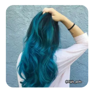 🦋 @Sigilo_packs cheveux, cheveux bleus, beauté, coiffure, femme, personne whatsapp sticker