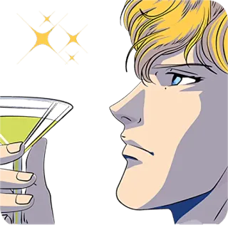 🍸 uomo, bevanda, capelli biondi, illustrazione, cocktail telegram sticker