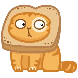 🍞 кот, хлеб, смешной, животное, мультфильм, тост, стикер telegram sticker