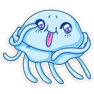 😛 medusa, criatura marina, lindo, dibujos animados, pegatina, animal, océano whatsapp sticker