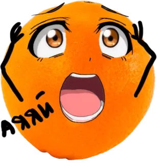 🥺 ЯЯЙ orange, anime, face, fruit, cartoon, expression whatsapp sticker