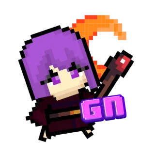🌙 GN pixel art, mage, good night, character, video game, girl telegram sticker