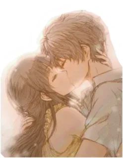 😘 bacio, romantico, coppia, amore, affetto, anime telegram sticker