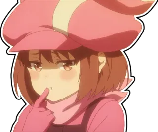 😞 anime, girl, cute, character, pink, sticker, illustration, manga whatsapp sticker