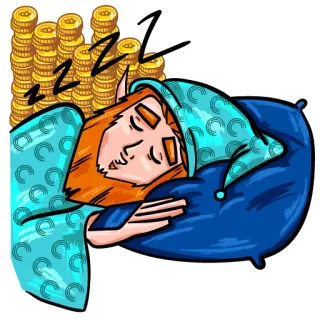 😴 ZZZZ sleep, leprechaun, gold coins, sleeping, dream, rest telegram sticker