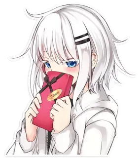 ☺️ Valentine ragazza anime, san valentino, regalo, regalo, kawaii whatsapp sticker