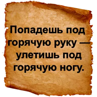 😡 Попадешь под горячую руку — улетишь под горячую ногу. русский, фраза, угроза telegram sticker