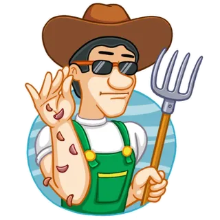 😎 fermier, campagne, agriculture, fourche, jardinage whatsapp sticker