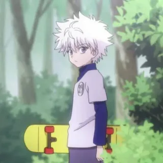 🇯🇵 Killua Zoldyck Hunter x Hunter anime, killua, zoldyck, hunter x hunter, skateboard, anime character telegram sticker