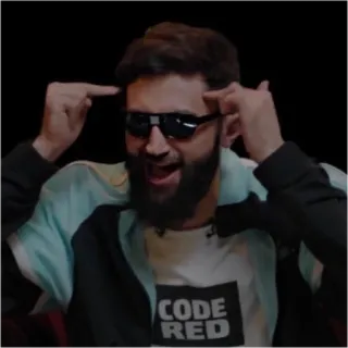 😼 CODE RED homem, óculos de sol, barba, código vermelho telegram sticker