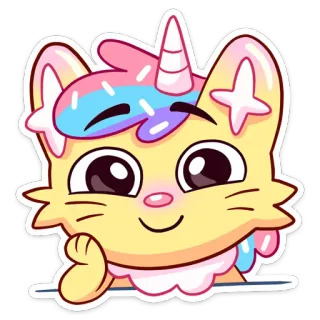 🙂 gato, fofo, desenho animado, kawaii, adesivo, animal, unicórnio, doce whatsapp sticker