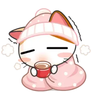 🥶 猫, かわいい, 可愛い, 飲み物, 眠い, 毛布 telegram sticker