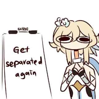 🐾 Lumine Genshin Impact Get separated again Anime, Video game, Genshin Impact, Lumine, Triste, Separados, Engraçado telegram sticker