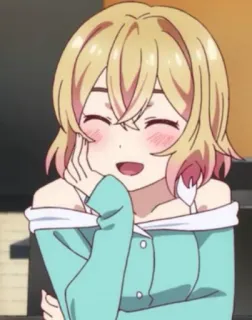 🙂 anime, girl, cute, happy, smiling, blush, cartoon whatsapp sticker