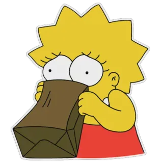 😨 Lisa Simpson The Simpsons Lisa Simpson, paper bag, emotional distress, cartoon character, sad, stressed, The Simpsons telegram sticker