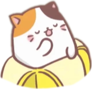 😌 고양이, 바나나, 귀여운, 귀엽, 동물 telegram sticker