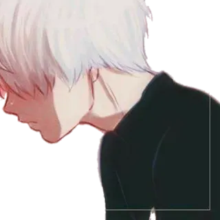 😞 anime, character, sad, white hair, male, emo telegram sticker