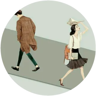 🙂 paar, spaziergang, mode, stil, illustration, menschen whatsapp sticker