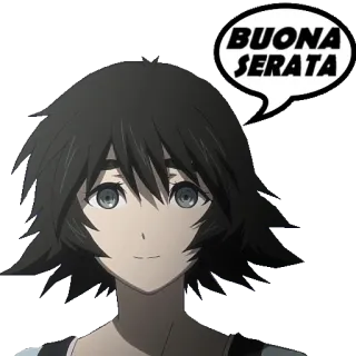 🌜 BUONA SERATA добрый вечер, аниме, итальянский, пузырь речи telegram sticker