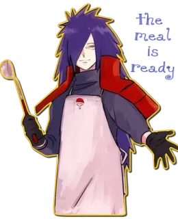 ☺️ Madara Uchiha Naruto The Meal is Ready Anime, Culinária, Chef, Madara, Naruto, Mangá, Comida telegram sticker