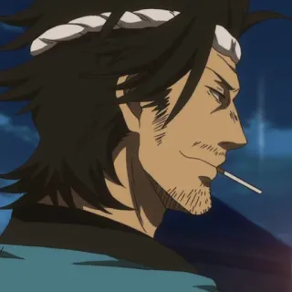 🚬 Yami Sukehiro Black Clover Anime, Black Clover, Yami Sukehiro, Capitaine, Chevalier-mage, Cigarette telegram sticker
