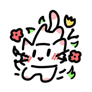 🌹 gatto, gattino, fiori, carino, kawaii, animale telegram sticker
