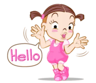 👋 Hello hola, chica, dibujos animados, lindo, saludo telegram sticker