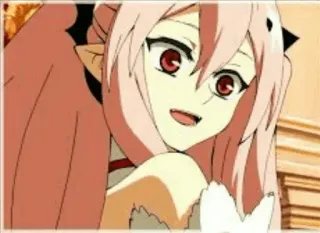 😅 Anime, Mädchen, pinke Haare, Elfenohren, rote Augen telegram sticker