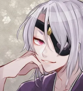 ✨ Anime, Personnage, Cache-œil, Cheveux gris whatsapp sticker