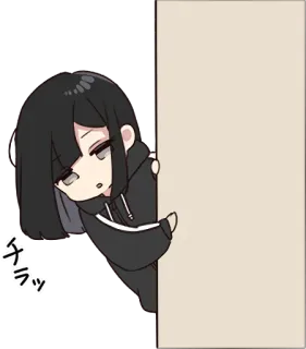 👣 チラッ 애니메이션 소녀, 엿보기, 숨기, 수줍음, 귀여운, 일러스트 telegram sticker