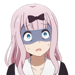 😨 Chika Fujiwara Kaguya-sama: Love Is War anime, personaggio, ragazza, preoccupata, spaventata, espressione, manga whatsapp sticker