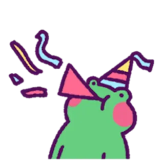 🥳 celebração, festa, desenho animado, rã, divertido, caprichoso telegram sticker