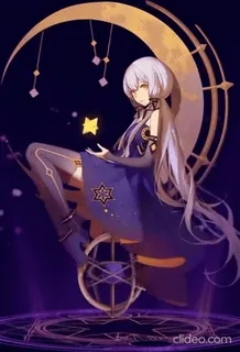 ✨ Anime, Ragazza, Luna, Stelle, Magia telegram sticker