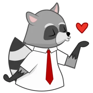 😘 guaxinim, desenho animado, coração, amor, animal telegram sticker