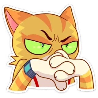 😠 gato, animal, dibujo animado, expresión, pegatina, gato atigrado naranja whatsapp sticker