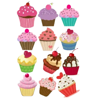 🧁 Cupcakes, Postre, Comida, Dulce, Cereza, Antojo, Panadería telegram sticker