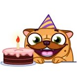 ๐ฅณ hond, verjaardag, taart, feest, party, dier telegram sticker