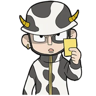 🐄 stiker, kartun, sapi, helm, kartu kuning, hakim, lucu telegram sticker