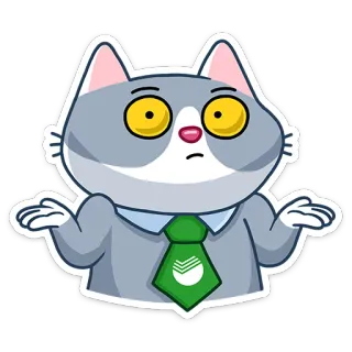 🤷 kot, krawat, niepewny, zwierzę, kreskówka, wzruszenie ramionami telegram sticker