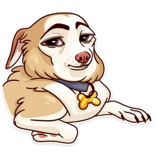 😐 perro, dibujo animado, mascota, animal, lindo, colgante hueso, relajado whatsapp sticker