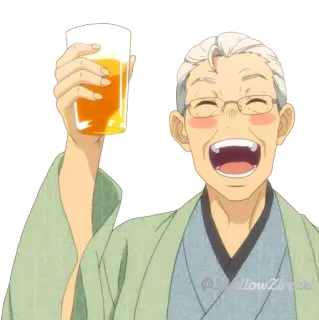 🍺 Anime, Ăn mừng, Chúc mừng, Uống, Ông già, Hạnh phúc, Bia telegram sticker