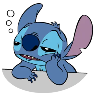 😞 Stitch schläfrig, Cartoon, müde, Alien telegram sticker