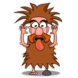 😛 Cartoon, Lustig, Albern, Mann, Zunge, Verrückt, Wild telegram sticker