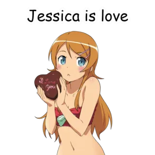 ❤ Jessica Jessica is love anime, chica, amor, corazón, chocolate telegram sticker