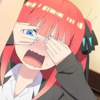 🦋 Nino Nakano The Quintessential Quintuplets Anime, Chica, Pelo rojo, Asustada, Impactada, Nino Nakano, The Quintessential Quintuplets telegram sticker